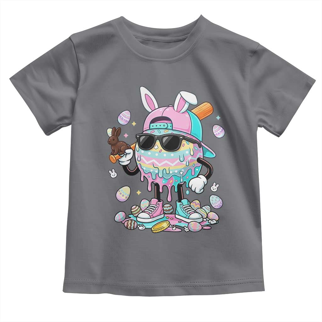 Funny Baseball Easter Toddler T Shirt Drip Ice Cream Bunny Easter TS14 Charcoal Print Your Wear