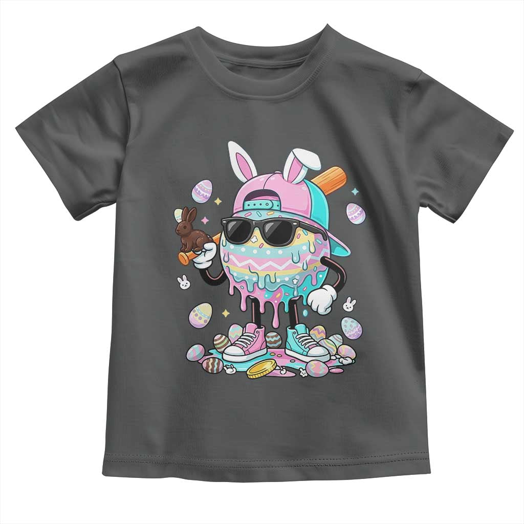 Funny Baseball Easter Toddler T Shirt Drip Ice Cream Bunny Easter TS14 Dark Heather Print Your Wear