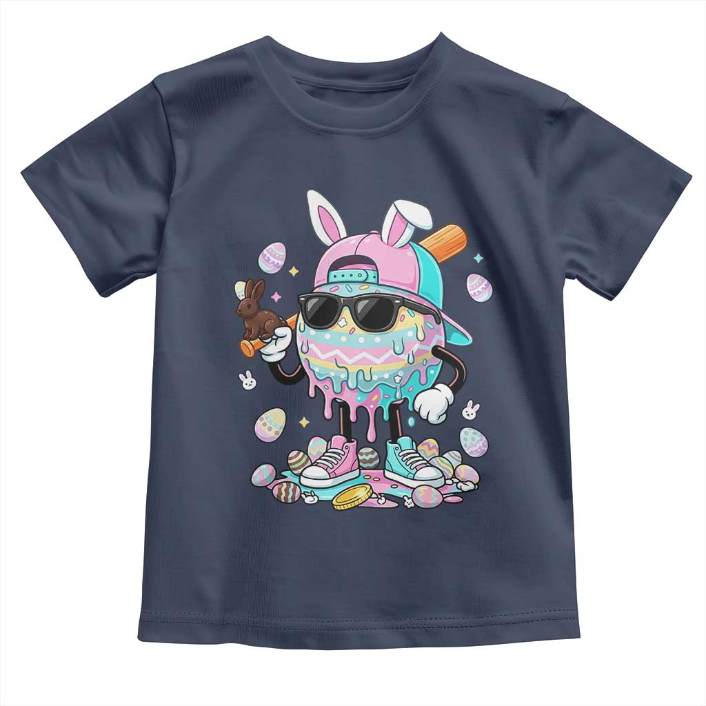 Funny Baseball Easter Toddler T Shirt Drip Ice Cream Bunny Easter TS14 Navy Print Your Wear