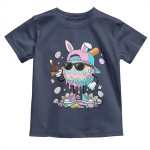 Funny Baseball Easter Toddler T Shirt Drip Ice Cream Bunny Easter TS14 Navy Print Your Wear
