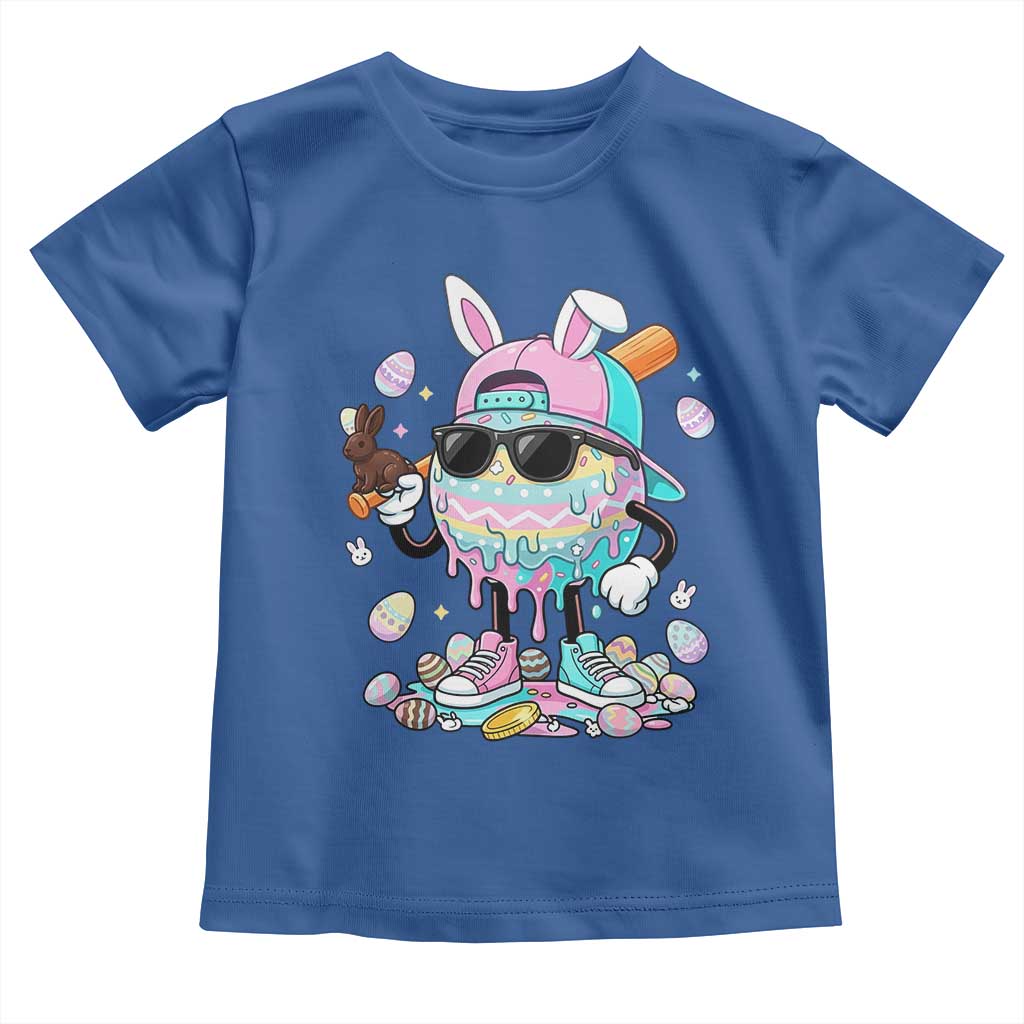 Funny Baseball Easter Toddler T Shirt Drip Ice Cream Bunny Easter TS14 Royal Blue Print Your Wear