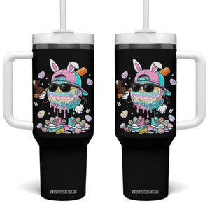 Funny Baseball Easter Tumbler With Handle Drip Ice Cream Bunny Easter TS14 One Size: 40 oz Black Print Your Wear