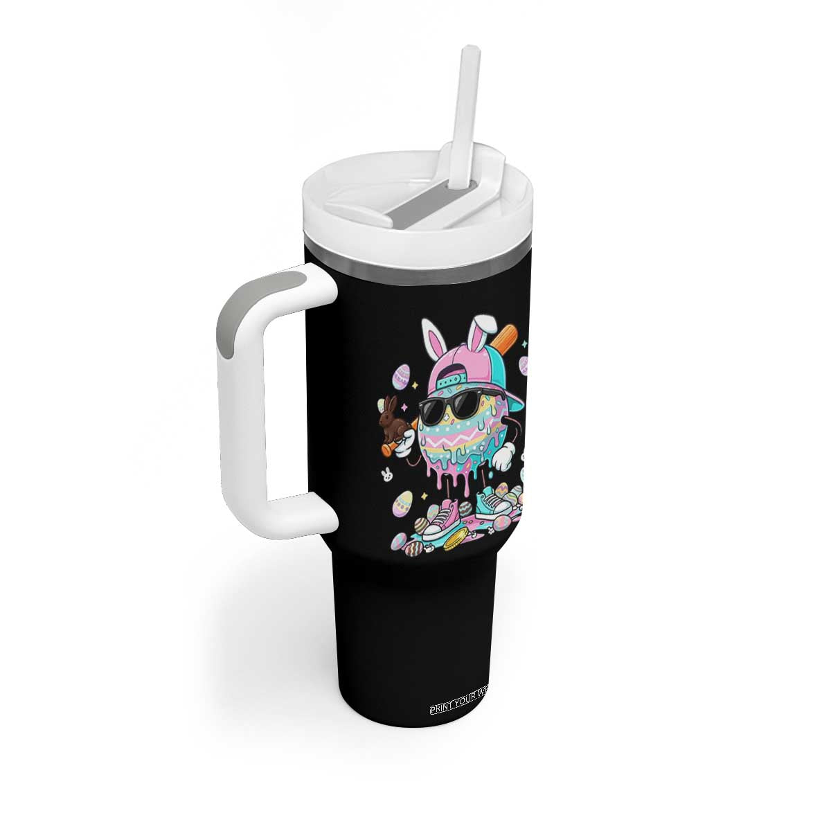 Funny Baseball Easter Tumbler With Handle Drip Ice Cream Bunny Easter TS14 Print Your Wear