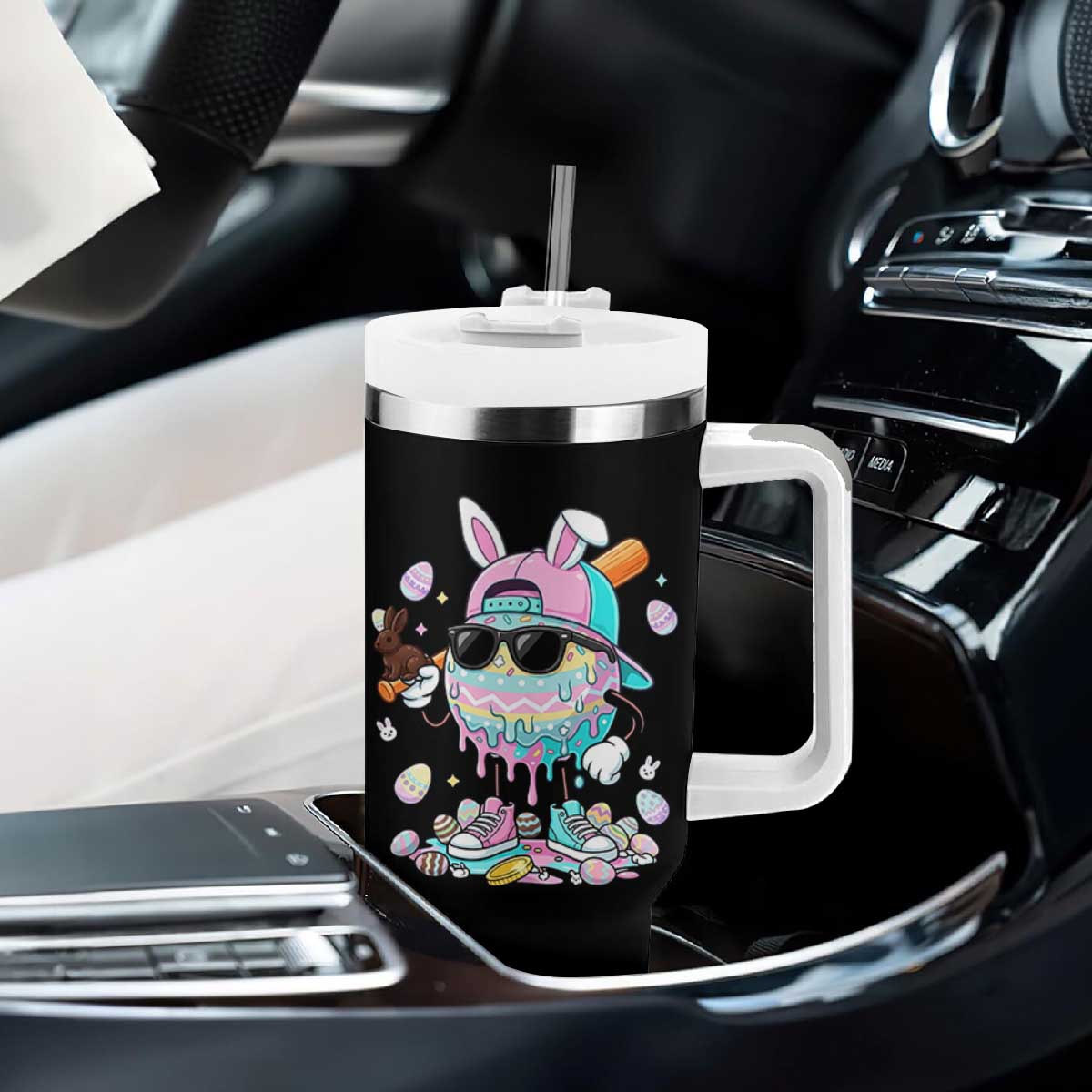 Funny Baseball Easter Tumbler With Handle Drip Ice Cream Bunny Easter TS14 Print Your Wear