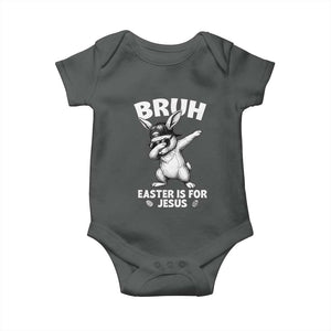 Christian Easter Bunny Baby Onesie Bruh Easter Is For Jesus TS14 Dark Heather Print Your Wear