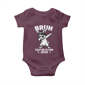 Christian Easter Bunny Baby Onesie Bruh Easter Is For Jesus TS14 Maroon Print Your Wear