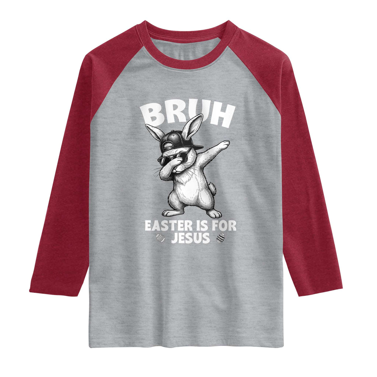 Christian Easter Bunny Raglan Shirt Bruh Easter Is For Jesus TS14 Heather Gray Heather Red Print Your Wear