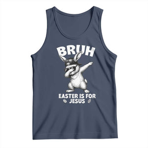 Christian Easter Bunny Tank Top Bruh Easter Is For Jesus TS14 Navy Print Your Wear