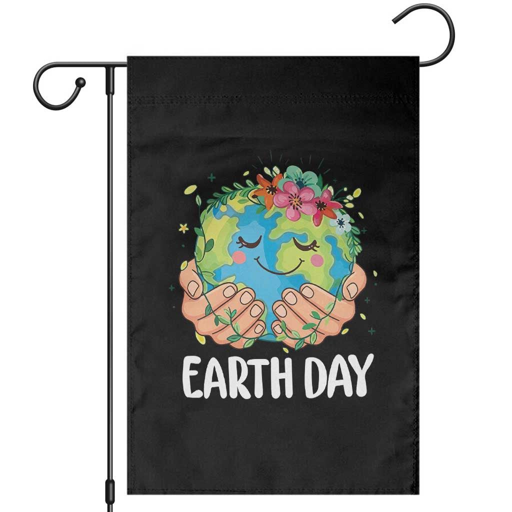 Cute Earth with Floral Earth Day Garden Flag TS14 Black Print Your Wear