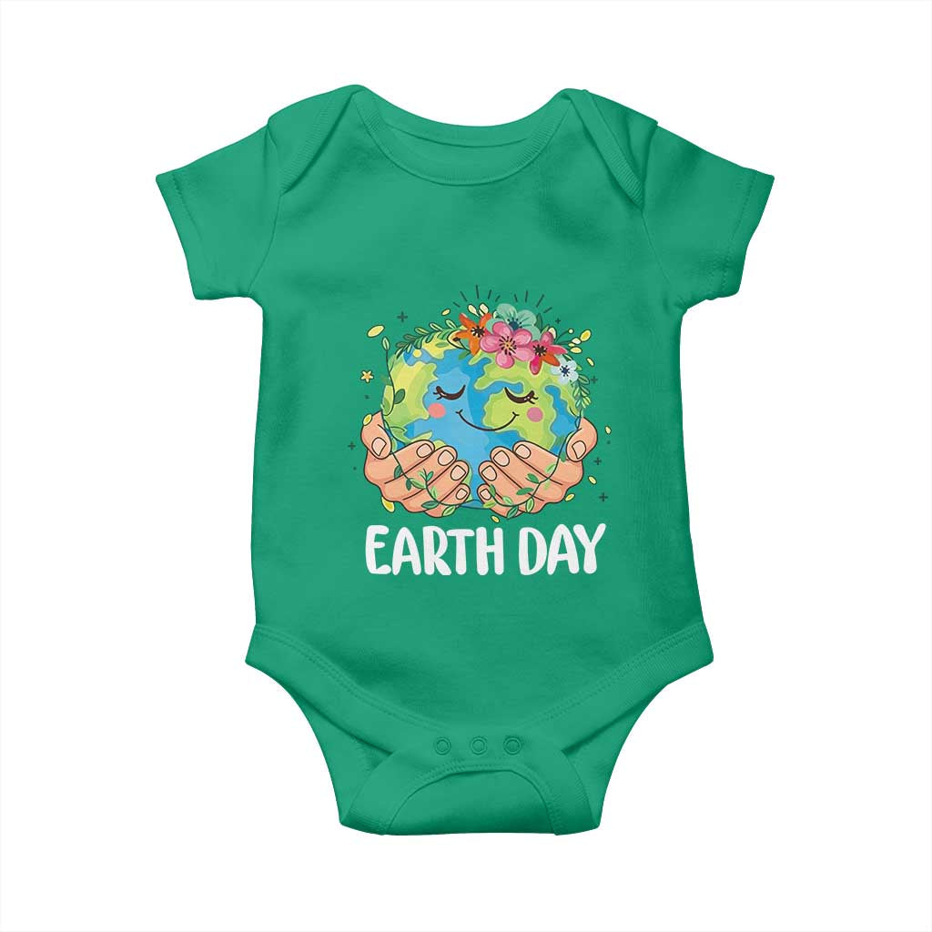 Cute Earth with Floral Earth Day Baby Onesie TS14 Irish Green Print Your Wear