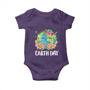 Cute Earth with Floral Earth Day Baby Onesie TS14 Purple Print Your Wear