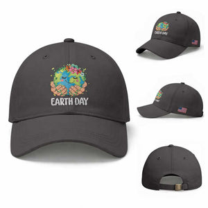 Cute Earth with Floral Earth Day Baseball Cap TS14 Baseball Cap Universal Fit Dark Gray Print Your Wear