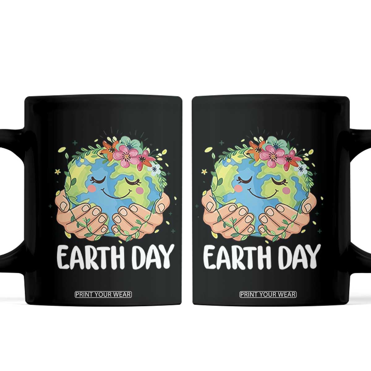 Cute Earth with Floral Earth Day Coffee Mug TS14 Black Print Your Wear