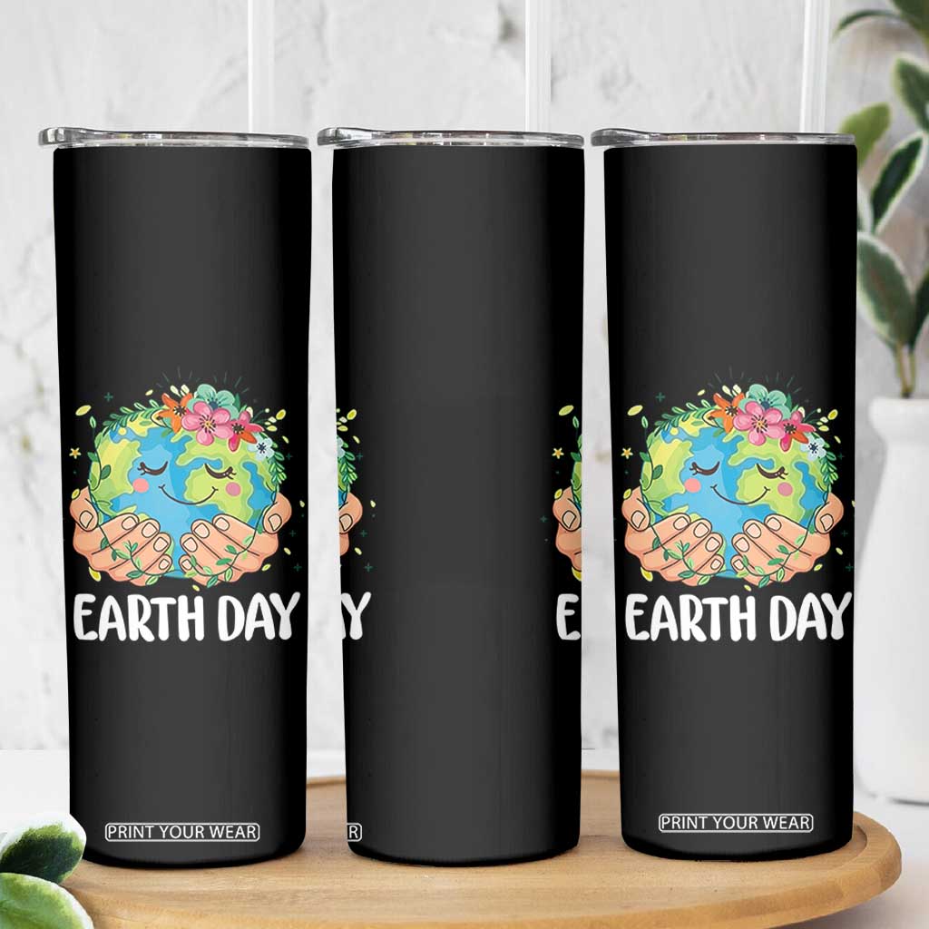 Cute Earth with Floral Earth Day Skinny Tumbler TS14 Print Your Wear