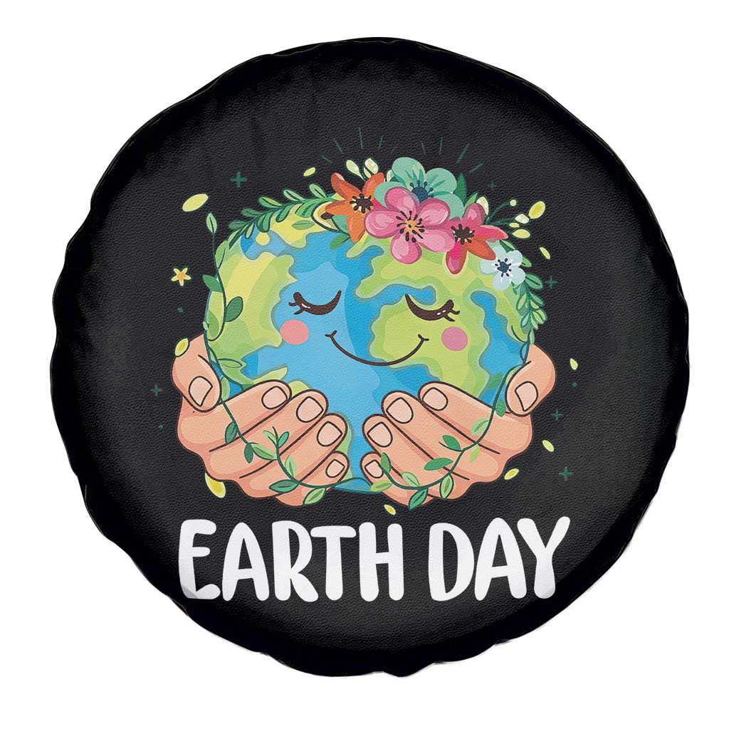Cute Earth with Floral Earth Day Spare Tire Cover TS14 Print Your Wear