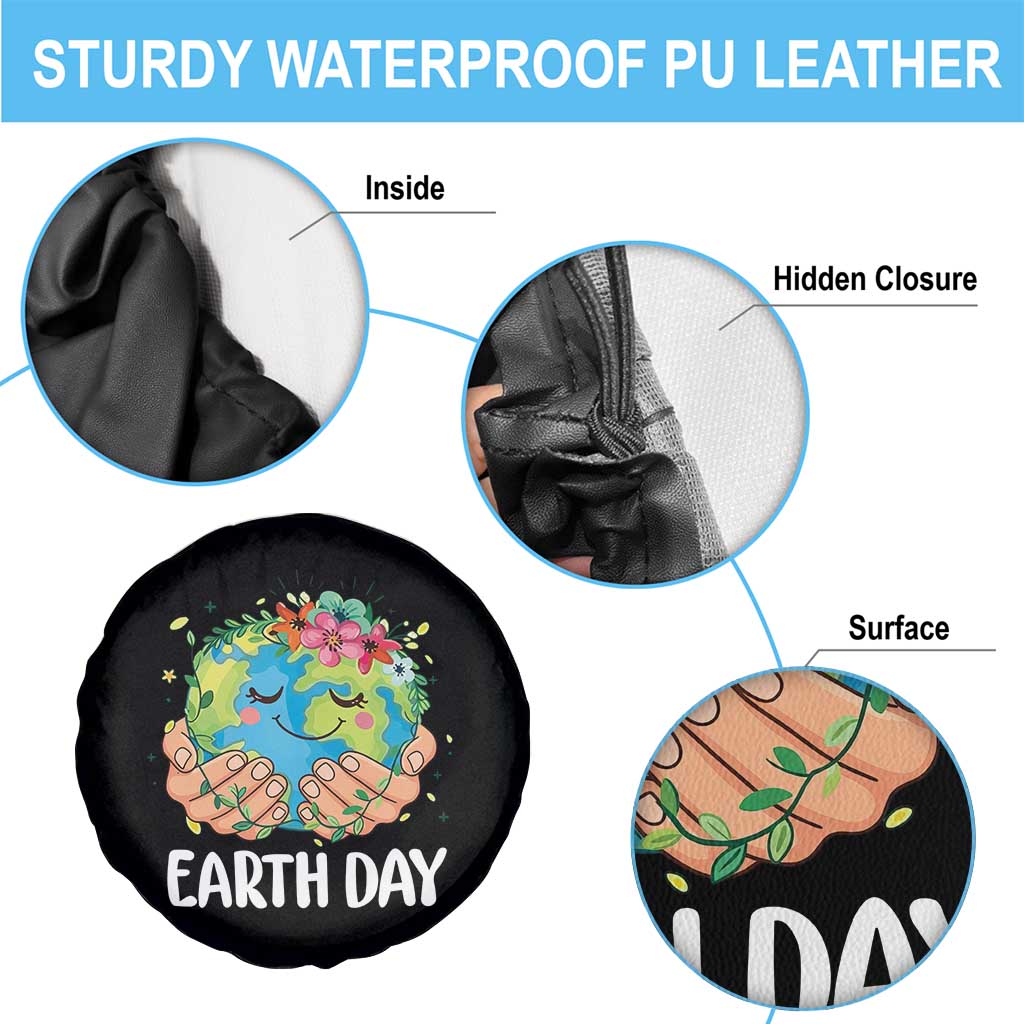 Cute Earth with Floral Earth Day Spare Tire Cover TS14 Print Your Wear