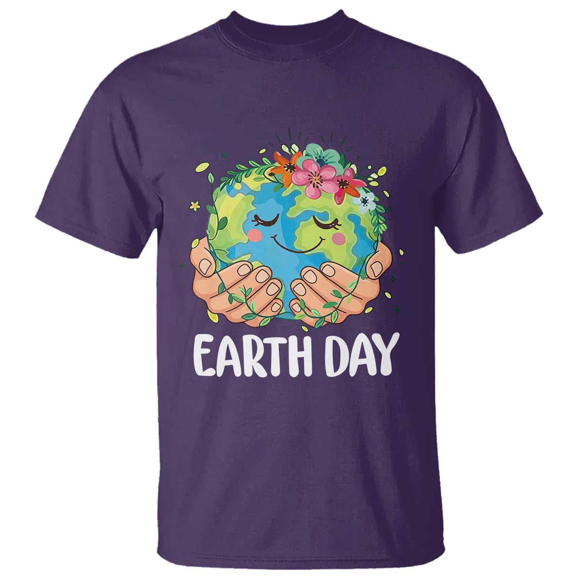 Cute Earth with Floral Earth Day T Shirt TS14 Purple Print Your Wear