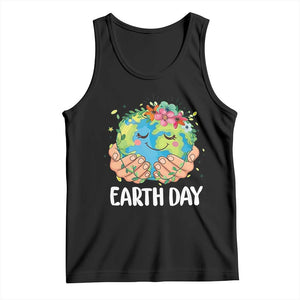 Cute Earth with Floral Earth Day Tank Top TS14 Black Print Your Wear