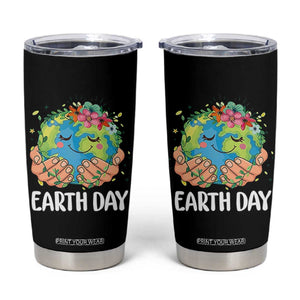 Cute Earth with Floral Earth Day Tumbler Cup TS14 Black Print Your Wear