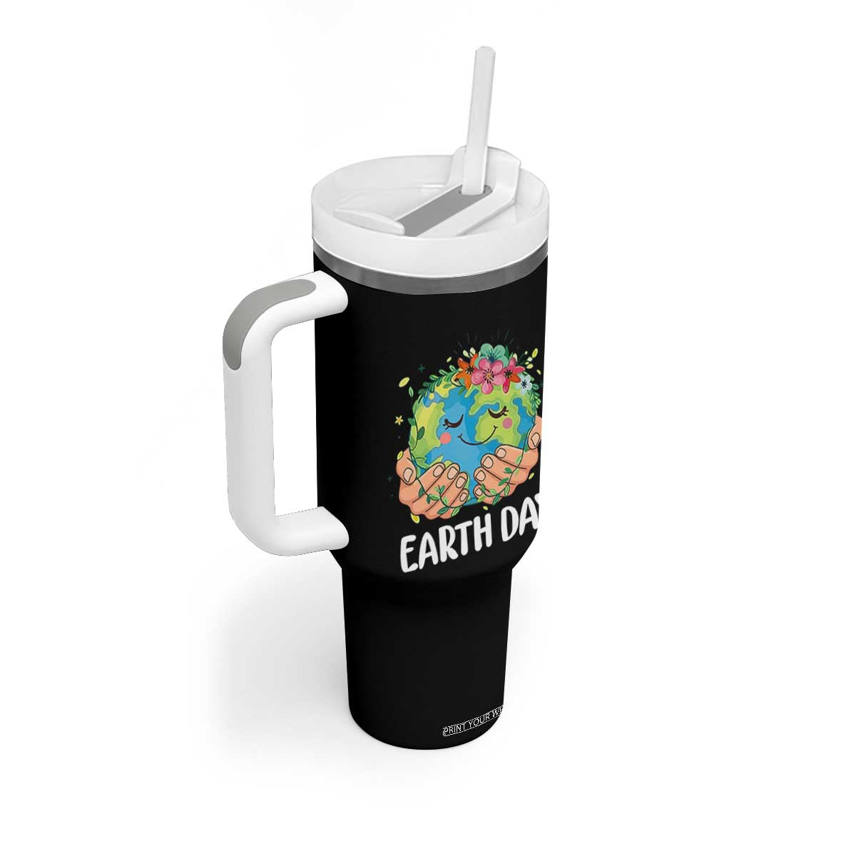 Cute Earth with Floral Earth Day Tumbler With Handle TS14 Print Your Wear