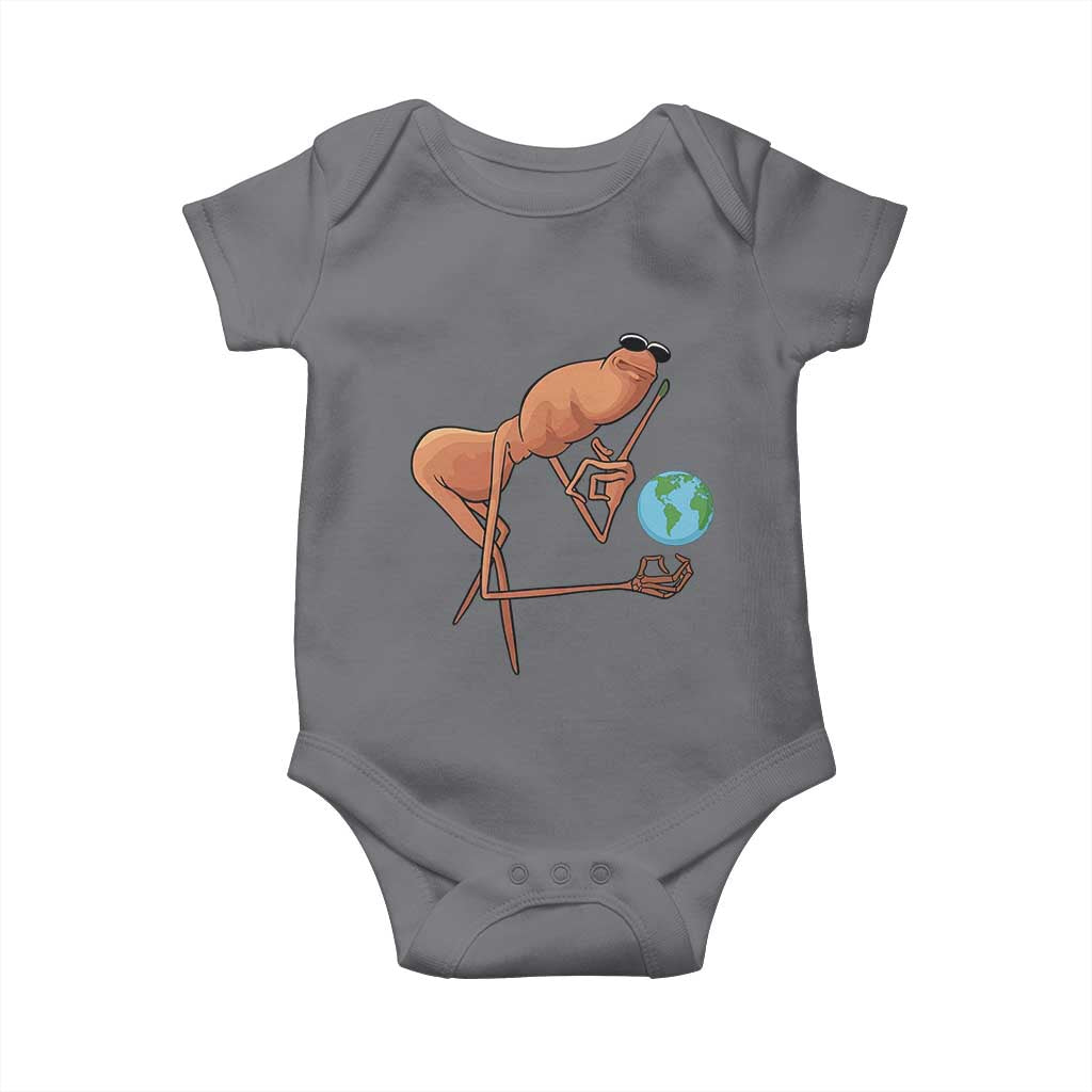 Happy Earth Day Baby Onesie Funny Marcus The Worm Eco Friendly TS14 Charcoal Print Your Wear