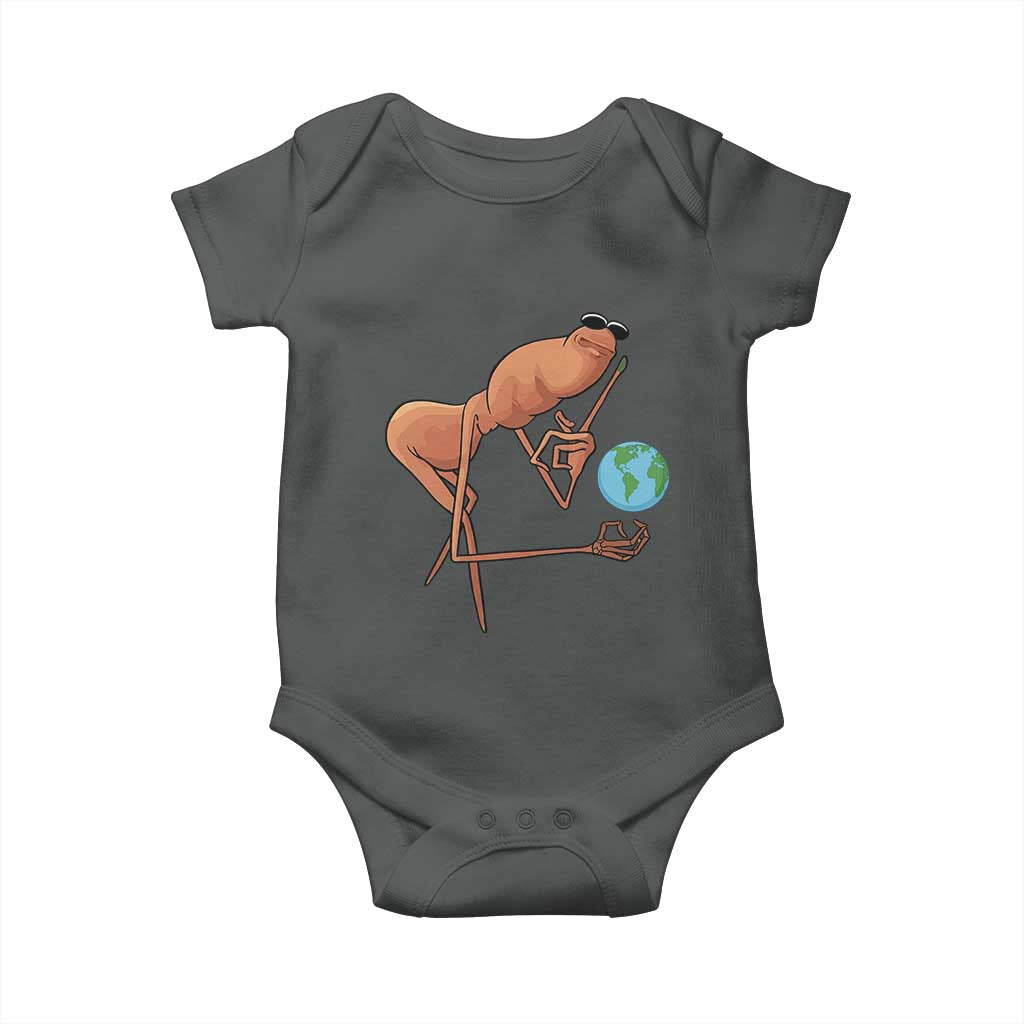 Happy Earth Day Baby Onesie Funny Marcus The Worm Eco Friendly TS14 Dark Heather Print Your Wear