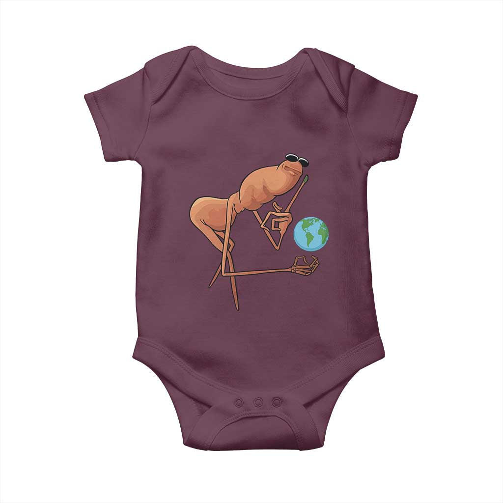 Happy Earth Day Baby Onesie Funny Marcus The Worm Eco Friendly TS14 Maroon Print Your Wear