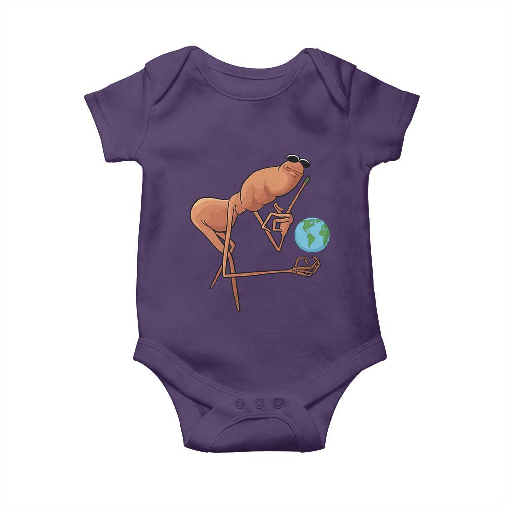 Happy Earth Day Baby Onesie Funny Marcus The Worm Eco Friendly TS14 Purple Print Your Wear