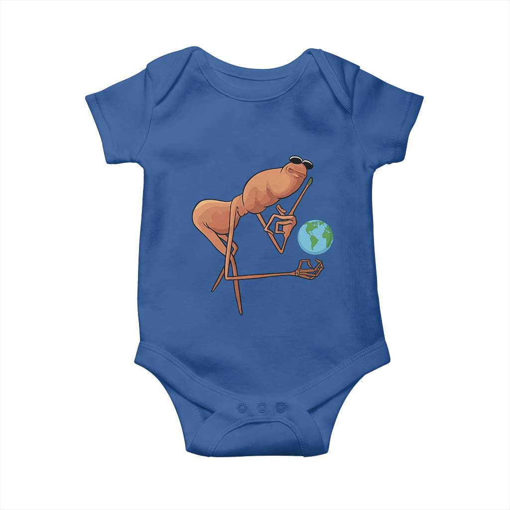 Happy Earth Day Baby Onesie Funny Marcus The Worm Eco Friendly TS14 Royal Blue Print Your Wear