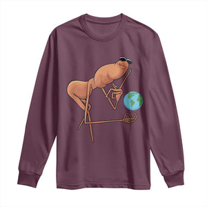 Happy Earth Day Long Sleeve Shirt Funny Marcus The Worm Eco Friendly TS14 Maroon Print Your Wear