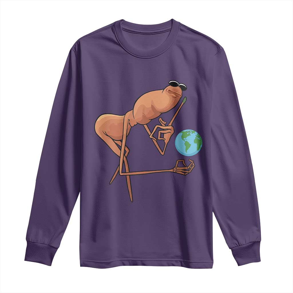 Happy Earth Day Long Sleeve Shirt Funny Marcus The Worm Eco Friendly TS14 Purple Print Your Wear