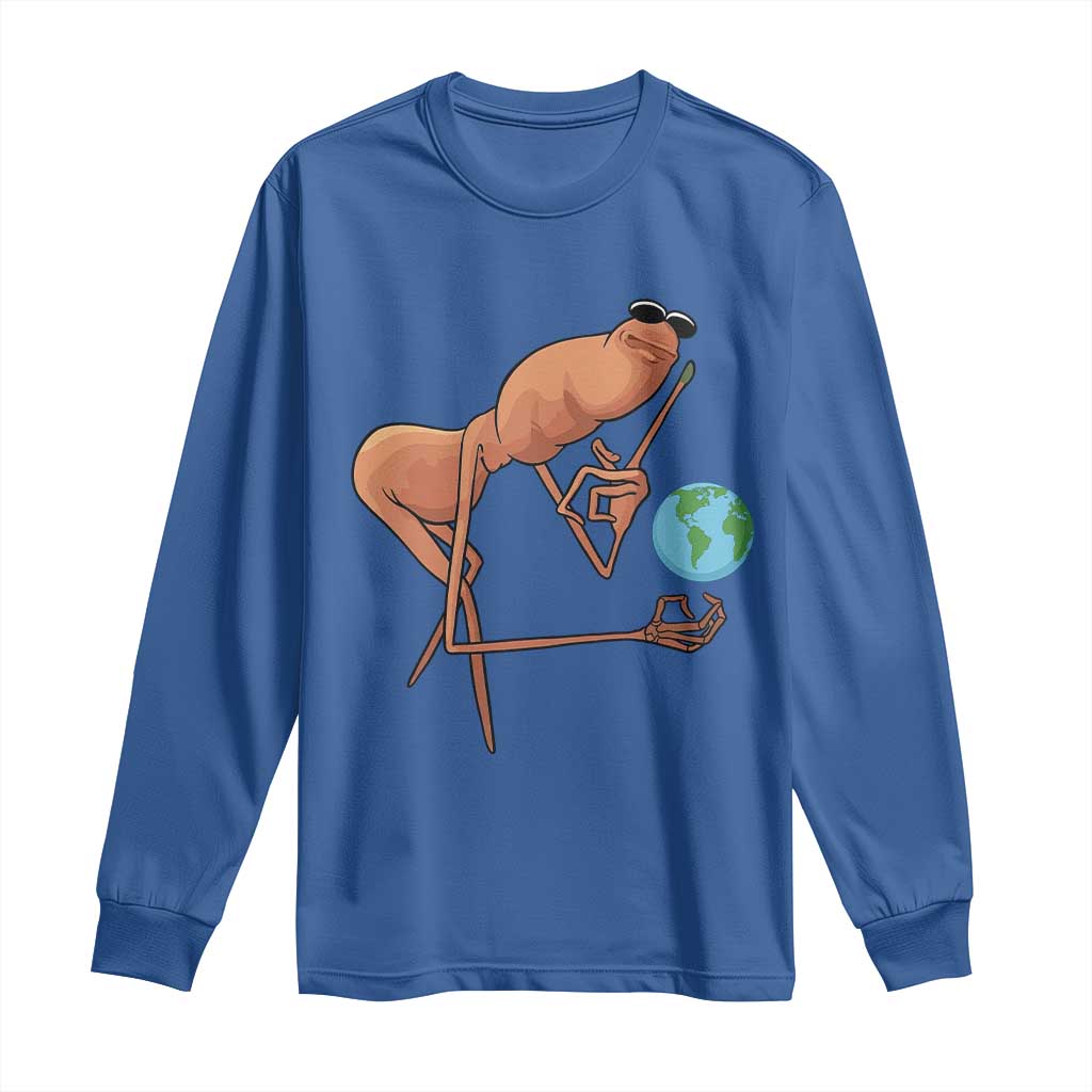 Happy Earth Day Long Sleeve Shirt Funny Marcus The Worm Eco Friendly TS14 Royal Blue Print Your Wear