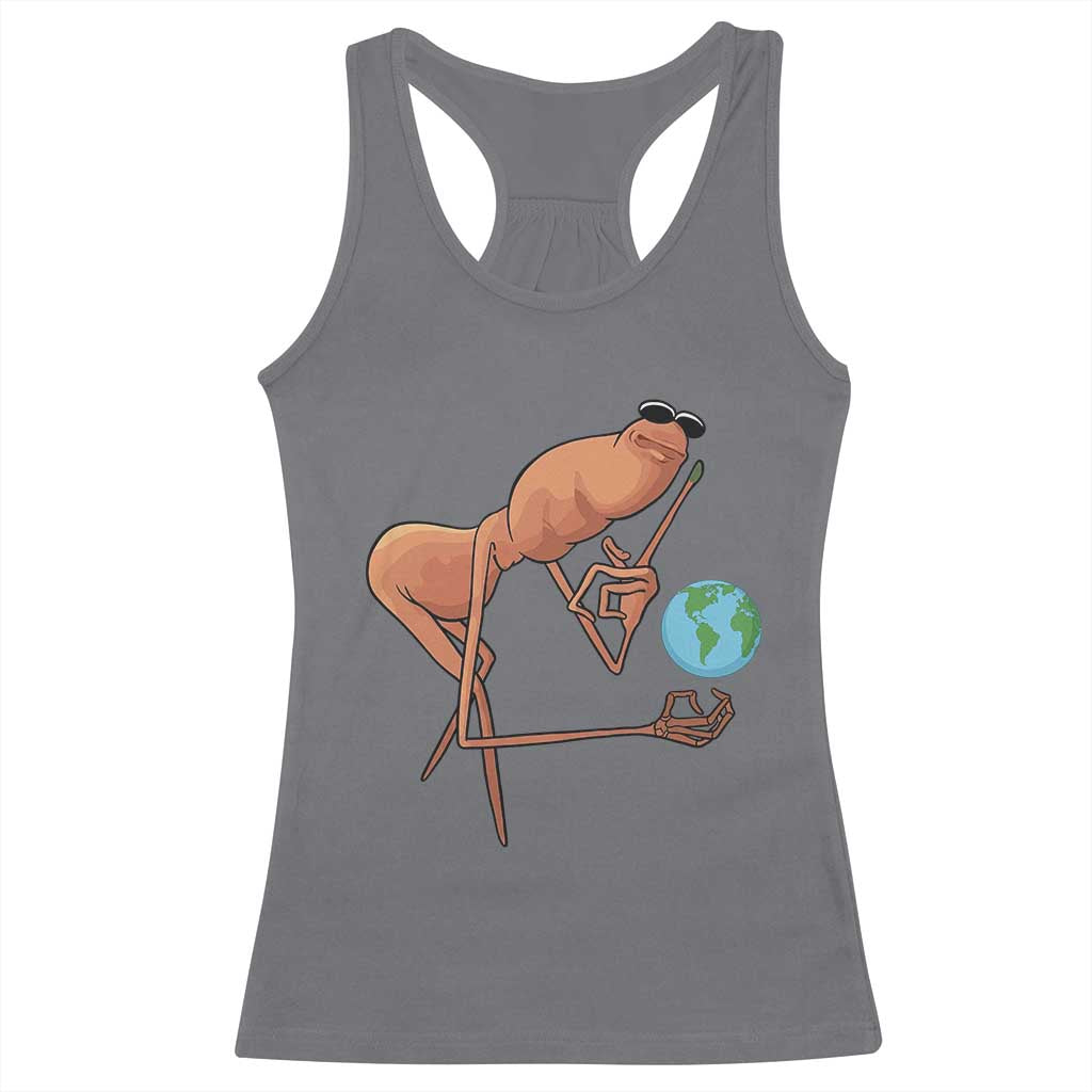 Happy Earth Day Racerback Tank Top Funny Marcus The Worm Eco Friendly TS14 Charcoal Print Your Wear