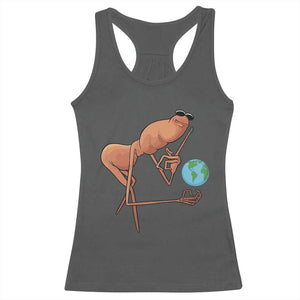 Happy Earth Day Racerback Tank Top Funny Marcus The Worm Eco Friendly TS14 Dark Heather Print Your Wear
