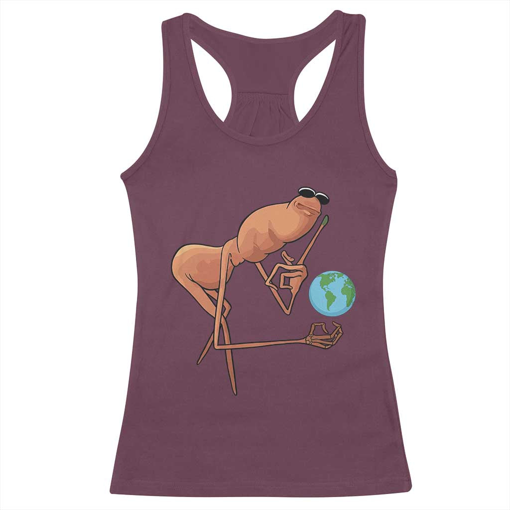 Happy Earth Day Racerback Tank Top Funny Marcus The Worm Eco Friendly TS14 Maroon Print Your Wear