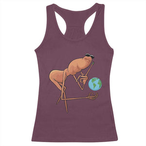Happy Earth Day Racerback Tank Top Funny Marcus The Worm Eco Friendly TS14 Maroon Print Your Wear