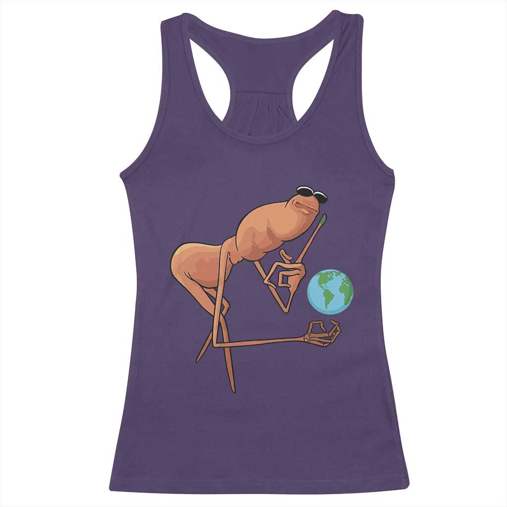 Happy Earth Day Racerback Tank Top Funny Marcus The Worm Eco Friendly TS14 Purple Print Your Wear