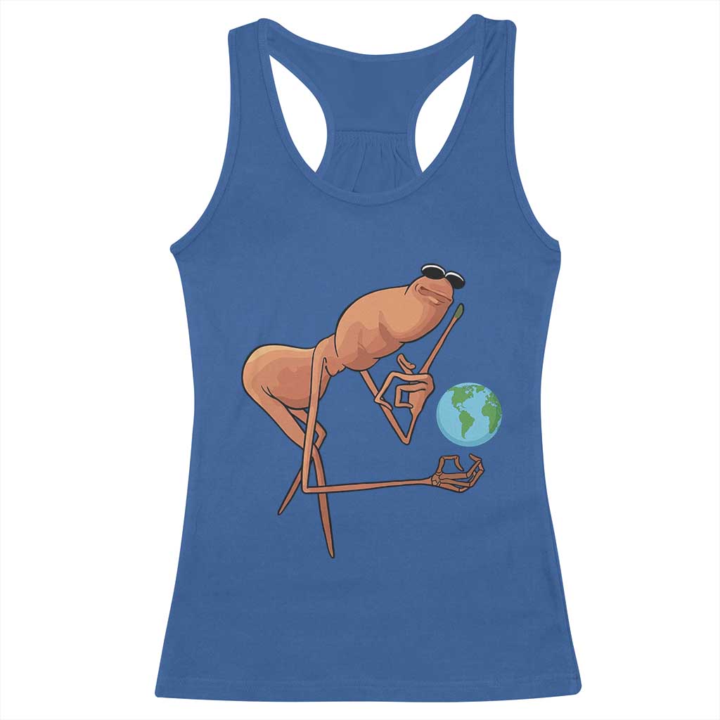Happy Earth Day Racerback Tank Top Funny Marcus The Worm Eco Friendly TS14 Royal Blue Print Your Wear