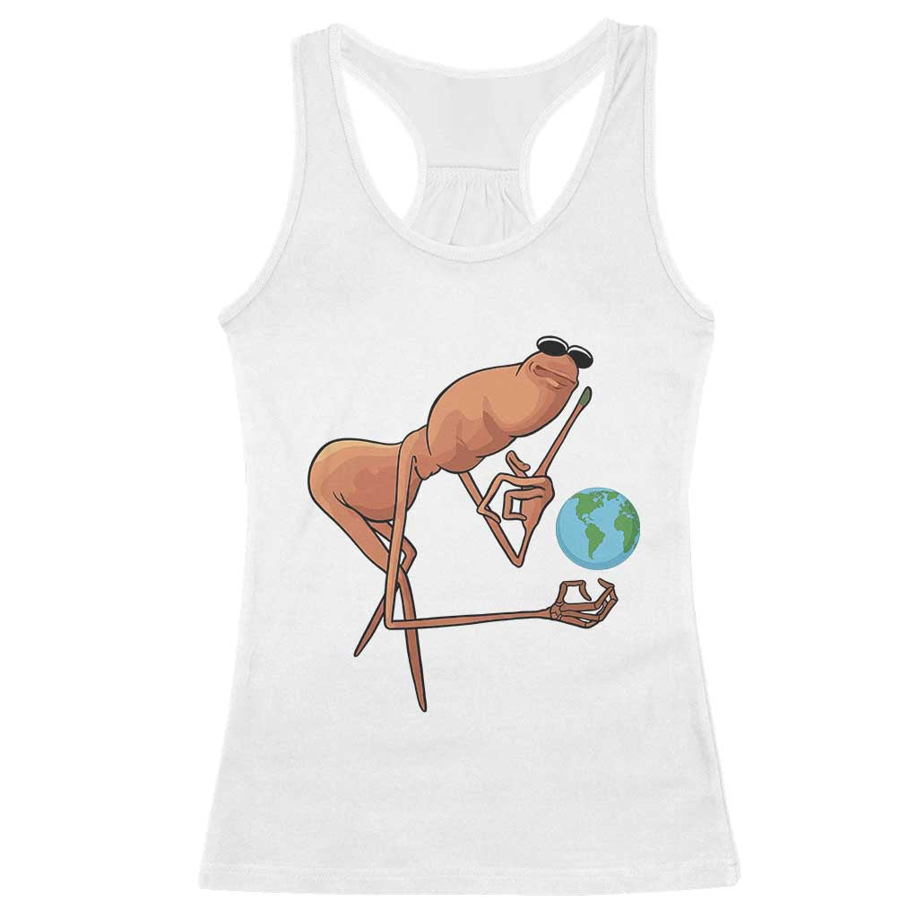 Happy Earth Day Racerback Tank Top Funny Marcus The Worm Eco Friendly TS14 White Print Your Wear