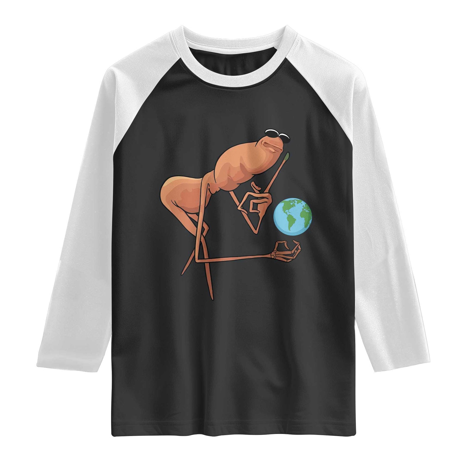Happy Earth Day Raglan Shirt Funny Marcus The Worm Eco Friendly TS14 Black White Print Your Wear