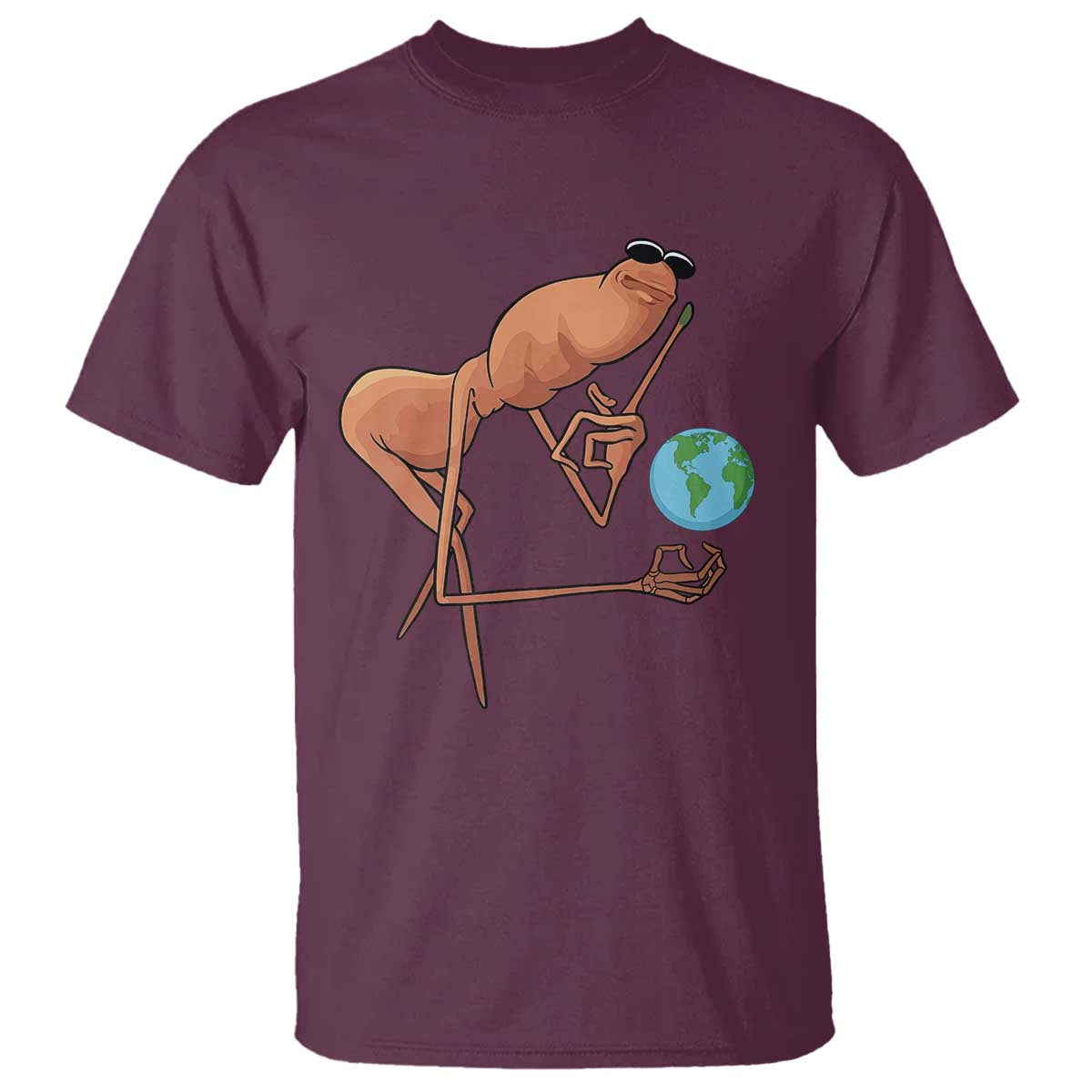 Happy Earth Day T Shirt Funny Marcus The Worm Eco Friendly TS14 Maroon Print Your Wear