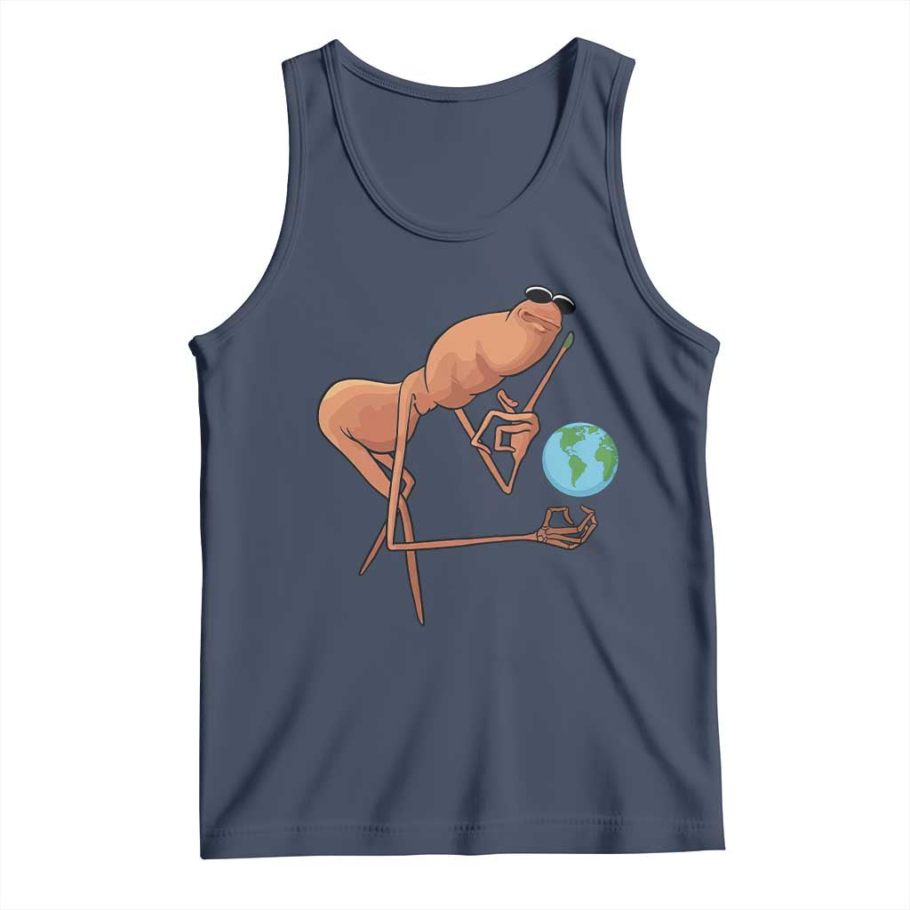 Happy Earth Day Tank Top Funny Marcus The Worm Eco Friendly TS14 Navy Print Your Wear