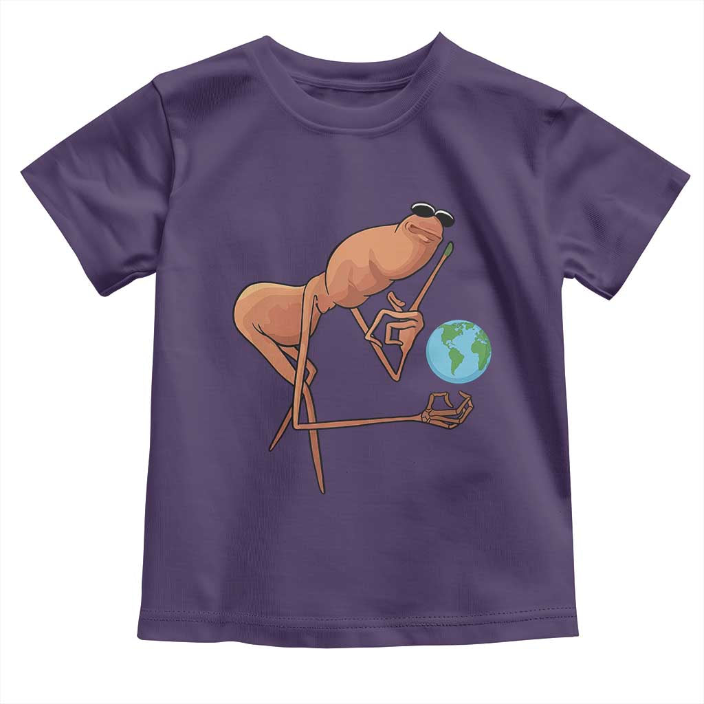 Happy Earth Day Toddler T Shirt Funny Marcus The Worm Eco Friendly TS14 Purple Print Your Wear