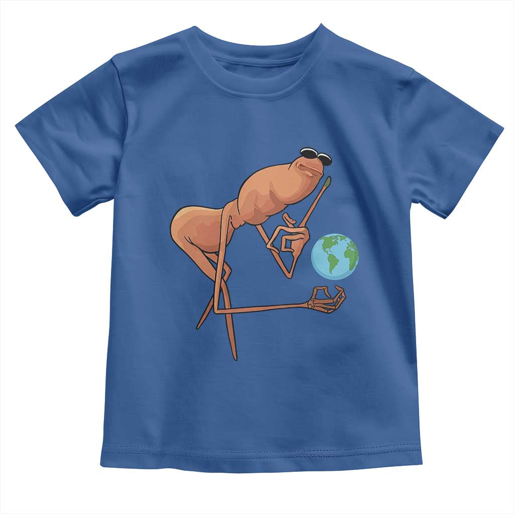 Happy Earth Day Toddler T Shirt Funny Marcus The Worm Eco Friendly TS14 Royal Blue Print Your Wear