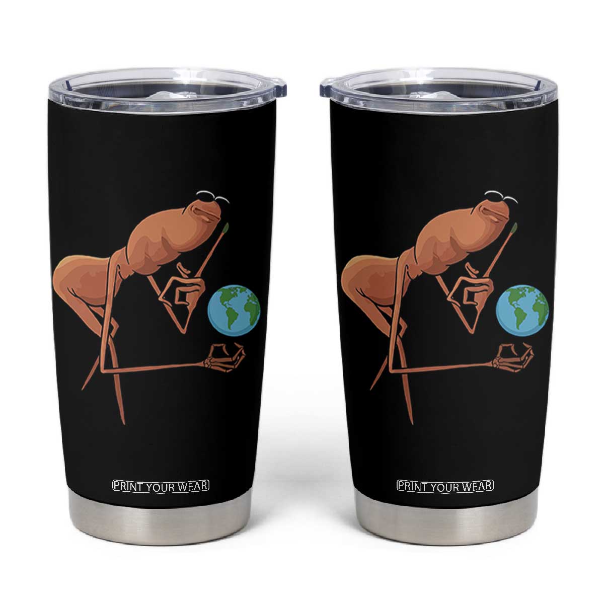 Happy Earth Day Tumbler Cup Funny Marcus The Worm Eco Friendly TS14 Black Print Your Wear