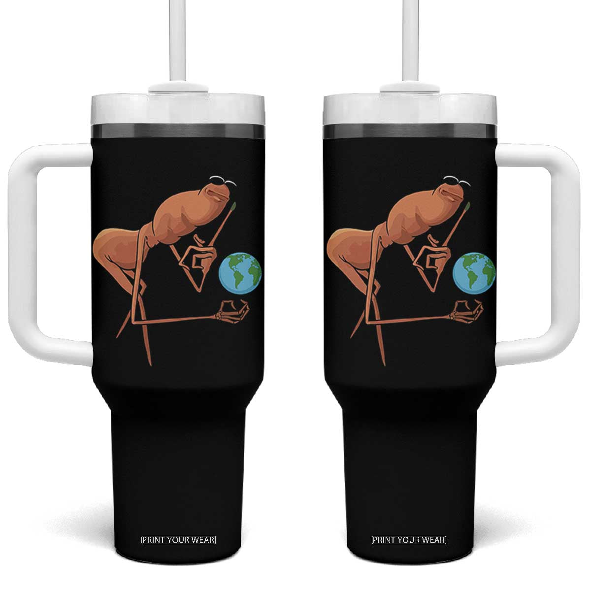 Happy Earth Day Tumbler With Handle Funny Marcus The Worm Eco Friendly TS14 One Size: 40 oz Black Print Your Wear