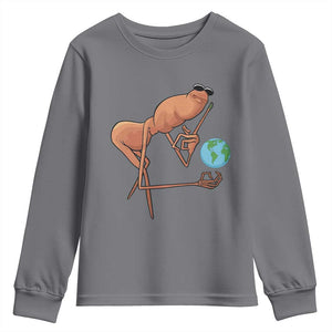 Happy Earth Day Youth Sweatshirt Funny Marcus The Worm Eco Friendly TS14 Charcoal Print Your Wear