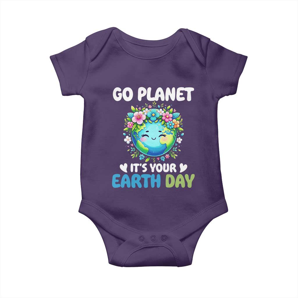 Go Planet It's Your Earth Day Baby Onesie Funny Sarcastic Nature Lover TS14 Purple Print Your Wear