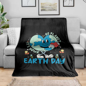 Go Planet It's Your Earth Day Throw Blanket Cute Nature Lover Heart Earth TS14 Print Your Wear