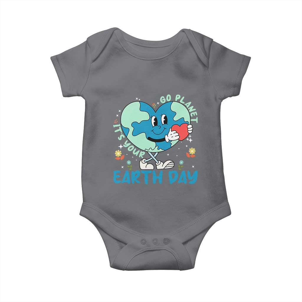 Go Planet It's Your Earth Day Baby Onesie Cute Nature Lover Heart Earth TS14 Charcoal Print Your Wear
